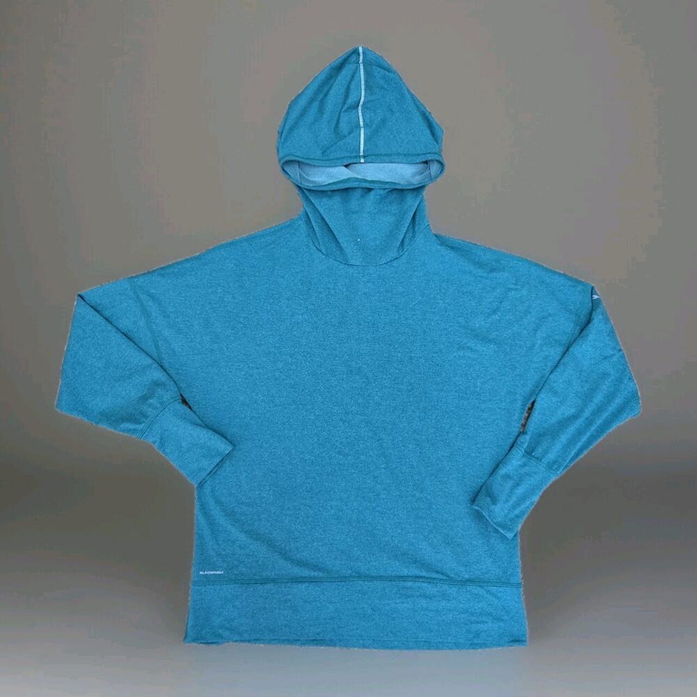 Women’s ~ SAUCONY‎ ~ Large Teal Run Warm Lightweight Reflective Hooded Pullover